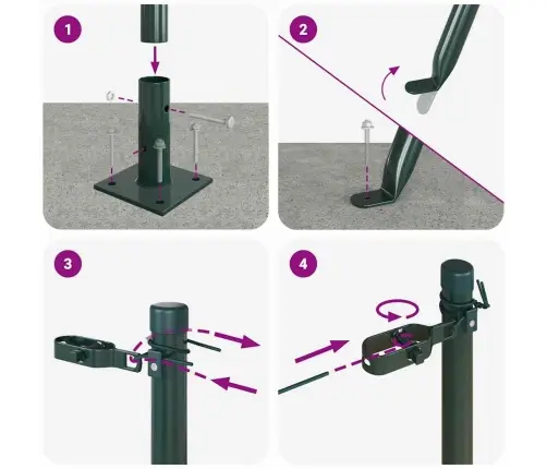 Žoga Stabi Ar Pamata Plāksnēm 52 Gab Ø32Mm 68,5Cm Cinkots Tērauds Vidaxl
