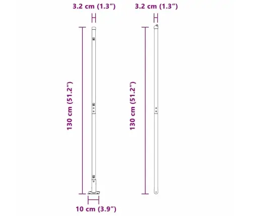 Žoga Stabi Ar Pamata Plāksnēm 52 Gab Ø32Mm 68,5Cm Cinkots Tērauds Vidaxl