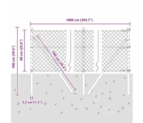 Žoga Stabu Komplekts Zaļa 0.6 X 10 M Cinkots Tērauds Vidaxl