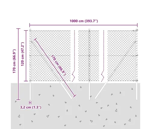 Žoga Stabu Komplekts Zaļa 1.2 X 10 M Cinkots Tērauds Vidaxl