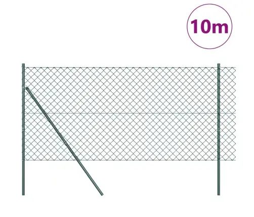 Žoga Stabu Komplekts Zaļa 1.5 X 10 M Cinkots Tērauds Vidaxl