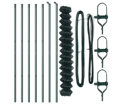 Žoga Stabu Komplekts Zaļa 1.6 X 10 M Cinkots Tērauds Vidaxl