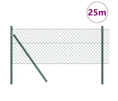 Žoga Stabu Komplekts Zaļa 0.4 X 25 M Cinkots Tērauds Vidaxl