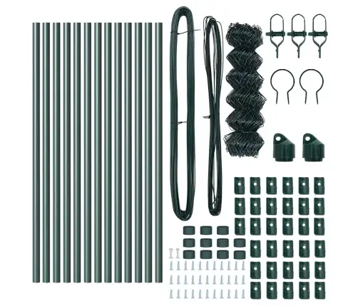Žoga Stabu Komplekts Zaļa 0.4 X 25 M Cinkots Tērauds Vidaxl