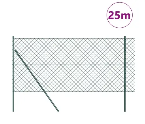 Žoga Stabu Komplekts Zaļa 1 X 25 M Cinkots Tērauds Vidaxl