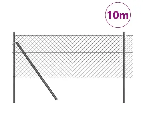 Grandinės Ryšio Tvora Su Stulpais Pilka 0.6 X 10 M Plienas