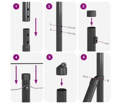 Žoga Stabu Komplekts Pelēka 1.5 X 10 M Cinkots Tērauds Vidaxl