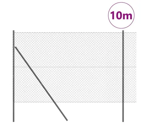 Žoga Stabu Komplekts Pelēka 1.5 X 10 M Cinkots Tērauds Vidaxl