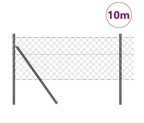 Grandinės Ryšio Tvora Su Stulpais Pilka 0.8 X 10 M Plienas