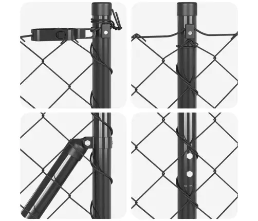 Žoga Stabu Komplekts Pelēka 1.2 X 10 M Cinkots Tērauds Vidaxl