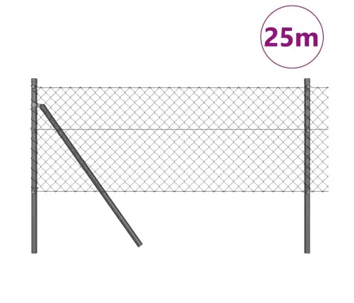 Žoga Stabu Komplekts Pelēka 0.6 X 25 M Cinkots Tērauds Vidaxl