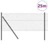Žoga Stabu Komplekts Pelēka 0.6 X 25 M Cinkots Tērauds Vidaxl