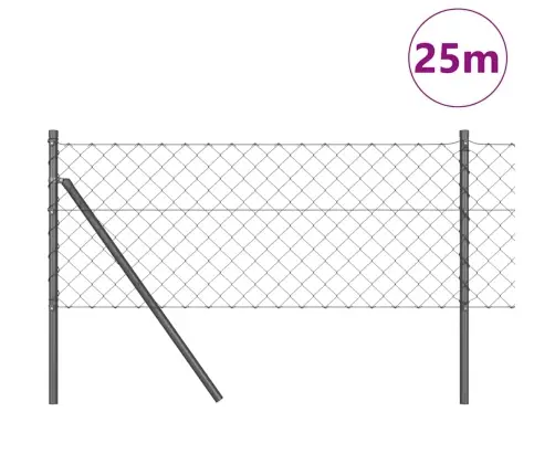 Grandinės Ryšio Tvora Su Stulpais Pilka 0.8 X 25 M Plienas