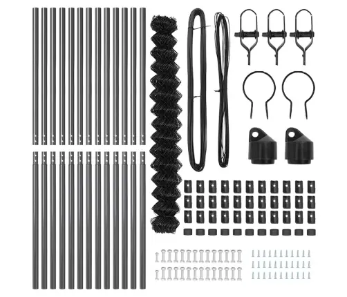 Žoga Stabu Komplekts Pelēka 1.5 X 25 M Cinkots Tērauds & Pvc Vidaxl