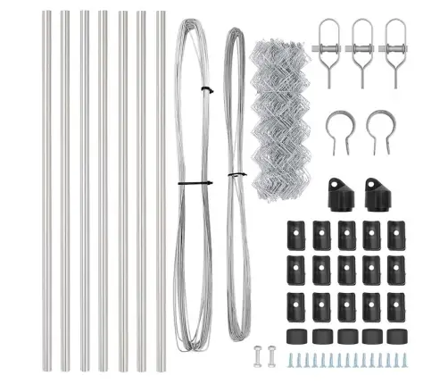 Grandinės Ryšio Tvora Su Stulpais Sidabro 0.6 X 10 M Plienas