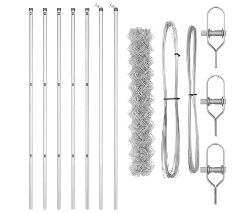 Grandinės Ryšio Tvora Su Stulpais Sidabro 1.4 X 10 M Plienas