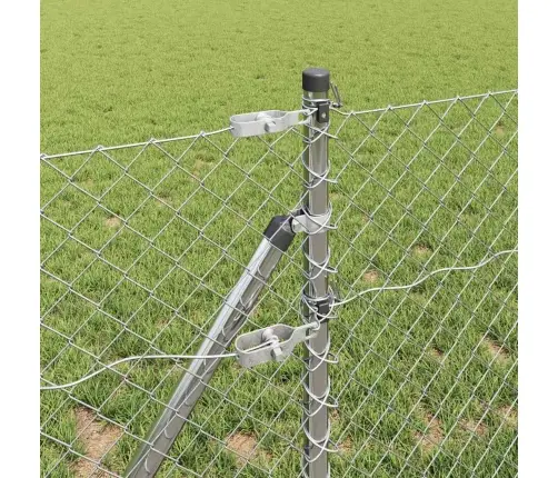 Žoga Stabu Komplekts Sudraba 0.8 X 25 M Cinkots Tērauds Vidaxl