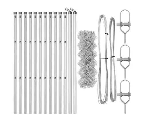 Žoga Stabu Komplekts Sudraba 0.8 X 25 M Cinkots Tērauds Vidaxl