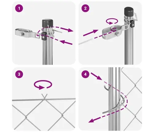 Grandinės Ryšio Tvora Su Stulpais Sidabro 0.4 X 25 M Plienas