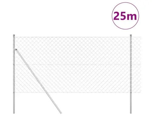 Žoga Stabu Komplekts Sudraba 1 X 25 M Cinkots Tērauds Vidaxl