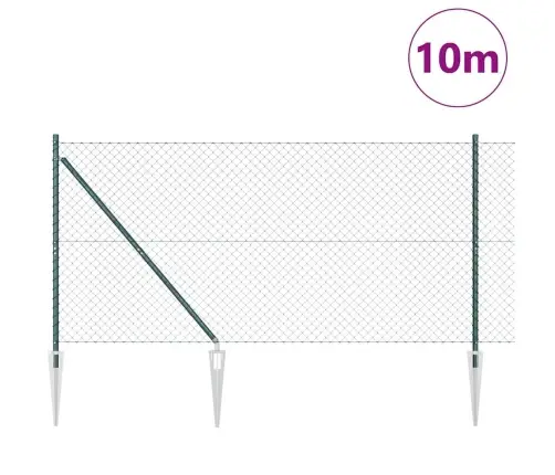 Ķēdes Savienojuma Sēta Ar Stabiem Zaļa 1.2 X 10 M Vidaxl