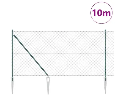 Žoga Stabu Komplekts Zaļa 1 X 10 M Cinkots Tērauds Vidaxl