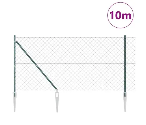 Žoga Stabu Komplekts Zaļa 1.2 X 10 M Cinkots Tērauds Vidaxl