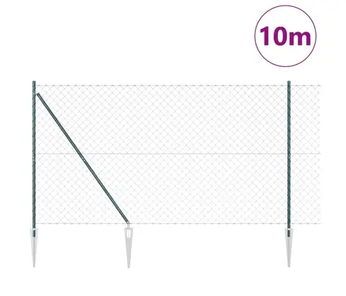 Žoga Stabu Komplekts Zaļa 1.6 X 10 M Cinkots Tērauds Vidaxl