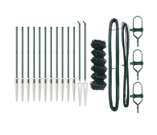 Žoga Stabu Komplekts Zaļa 0.8 X 25 M Cinkots Tērauds Vidaxl