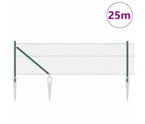 Žoga Stabu Komplekts Zaļa 0.8 X 25 M Cinkots Tērauds Vidaxl