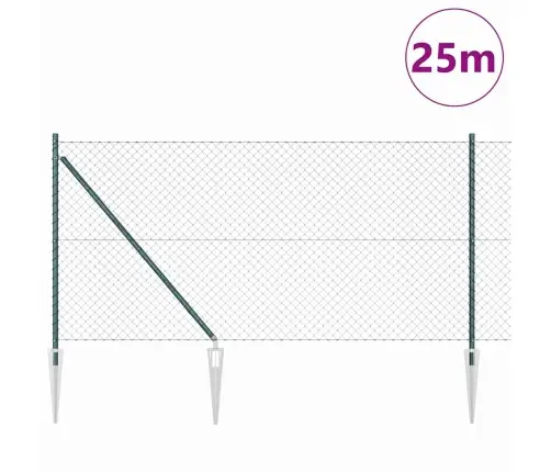 Grandinės Ryšio Tvora Su Stulpais Žalia 1 X 25 M Plienas