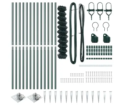 Žoga Stabu Komplekts Zaļa 1 X 25 M Cinkots Tērauds & Tērauds Vidaxl