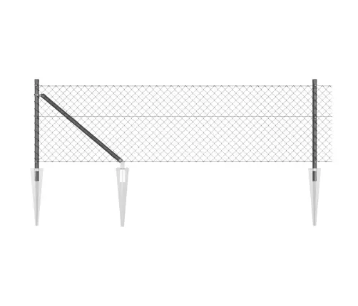 Žoga Stabu Komplekts Pelēka 0.6 X 10 M Cinkots Tērauds Vidaxl