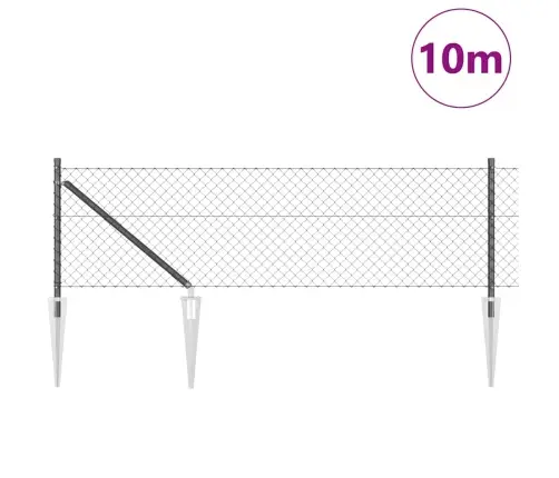 Žoga Stabu Komplekts Pelēka 0.6 X 10 M Cinkots Tērauds Vidaxl