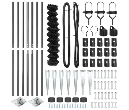 Žoga Stabu Komplekts Pelēka 1.2 X 10 M Cinkots Tērauds Vidaxl