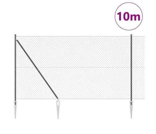 Žoga Stabu Komplekts Pelēka 1.5 X 10 M Vidaxl