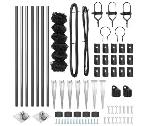 Žoga Stabu Komplekts Pelēka 0.8 X 10 M Cinkots Tērauds Vidaxl