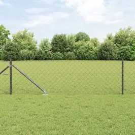 Ķēdes Žogs Ar Stabiem Pelēka 0.4 X 25 M Tērauds Vidaxl