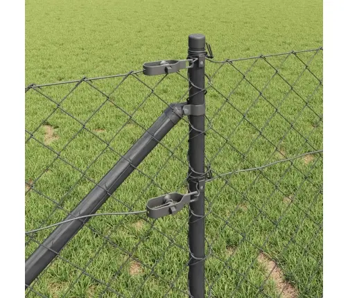 Ķēdes Žogs Ar Stabiem Pelēka 0.8 X 25 M Tērauds Vidaxl