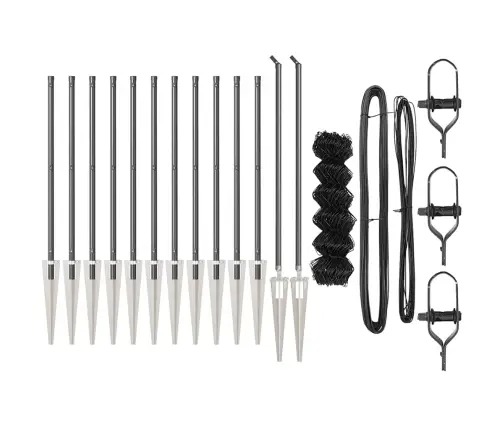 Ķēdes Žogs Ar Stabiem Pelēka 1 X 25 M Tērauds Vidaxl