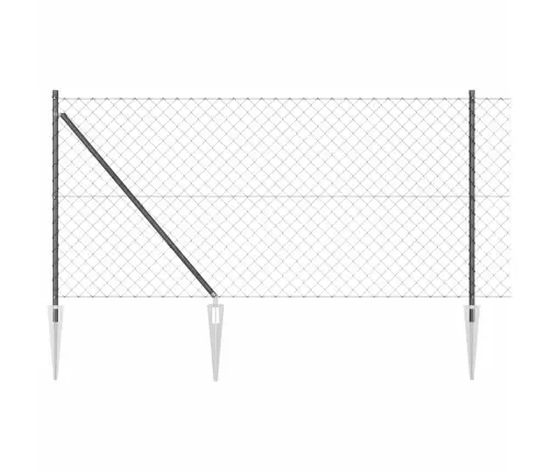 Ķēdes Žogs Ar Stabiem Pelēka 1 X 25 M Tērauds Vidaxl