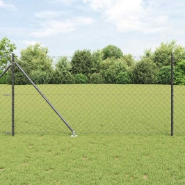 Ķēdes Žogs Ar Stabiem Pelēka 1.4 X 25 M Tērauds Vidaxl