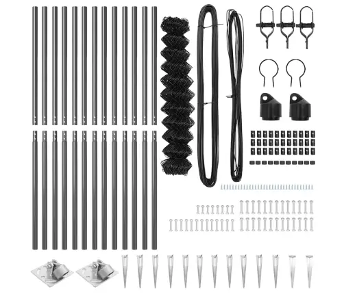 Grandinės Ryšio Tvora Su Stulpais Pilka 1.4 X 25 M Plienas