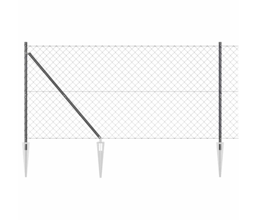 Ķēdes Žogs Ar Stabiem Pelēka 1.4 X 25 M Tērauds Vidaxl