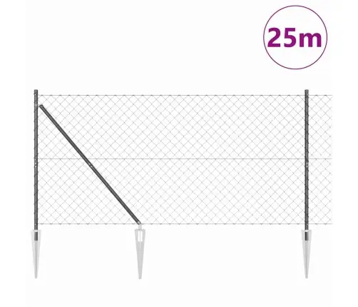 Grandinės Ryšio Tvora Su Stulpais Pilka 1.4 X 25 M Plienas