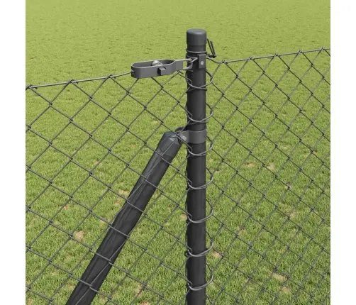 Ķēdes Žogs Ar Stabiem Pelēka 1.5 X 25 M Tērauds Vidaxl