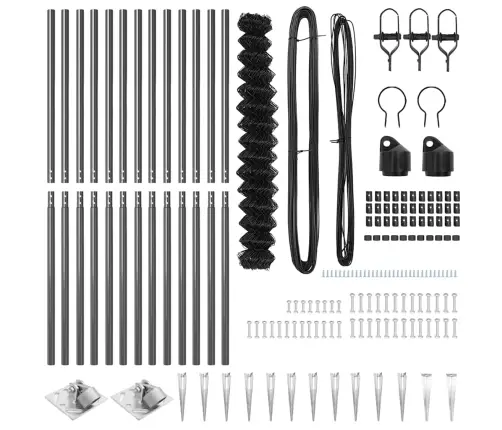 Ķēdes Žogs Ar Stabiem Pelēka 1.5 X 25 M Tērauds Vidaxl
