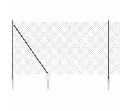 Ķēdes Žogs Ar Stabiem Pelēka 1.6 X 25 M Tērauds Vidaxl