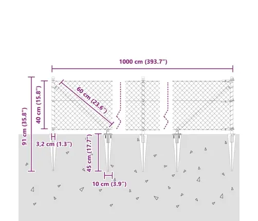 Tvorelės Stulpas Sidabro 10 X 0,4 M (40 X 40 Mm Tinklas)
