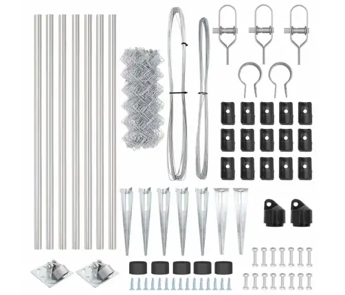 Grandinės Ryšio Tvora Su Stulpais Sidabro 0.6 X 10 M Plienas